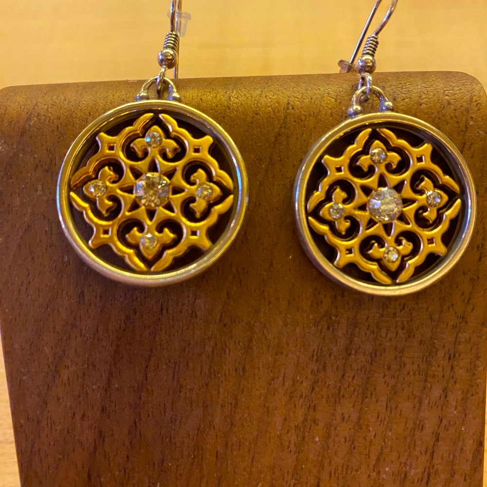 Brighton gold, silver, crystal earrings